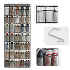 Over the Door Shoe Organizer with 35 Large Pockets Hanging Shoe Rack Storage Holder for Men Women Gray