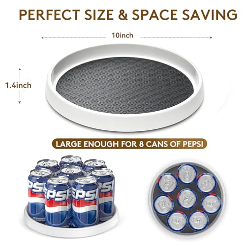 Lazy Susan Turntable Organizer 4 Pack - 10 Inch 360° Rotating Trays for Kitchen Cabinet, Pantry, Countertop, Fridge - Non-Skid Spice Rack Storage for Bathroom, Vanity, Makeup - size: 10inch - 4 Pack