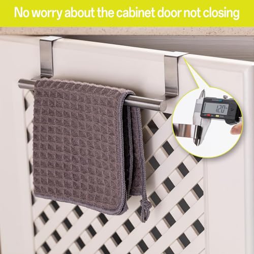 Over Cabinet Towel Bar 9" Kitchen Towel Rack - Silver, Stainless Steel Towel Holder for Cabinet - 1 Pack - color: Brushed Finish - 1 Pack