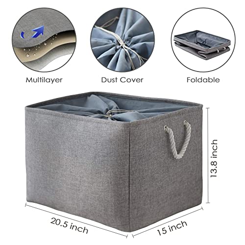 TheWarmHome Storage Baskets for Organizing, Sturdy Fabric Storage Basket , Foldable Storage Baskets for Shelves Closet Nursery Toy (Grey 3 Pack 20.5×15.7×13.8inch) - color: Grey, size: 3PCS/Extra Jumbo - 20.5Lx15.7Wx13.8H