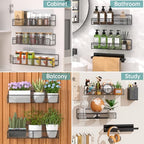 DTUQYX Spice Rack Wall Mounted 6 Pack: 100% Metal & Strong Adhesive Spice Organization for Kitchen Cabinet/Pantry Door, No Drill Hanging Seasoning Organizer with Paper Towel Holder, Utensil Caddy - style: No Drill Wall Mount Version