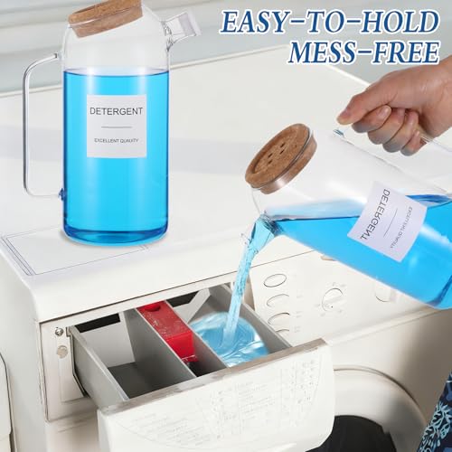 2 Sets Liquid Laundry Detergent Dispenser with Lables, 60oz Glass Laundry Detergent Dispenser, Ideal for Laundry Room Organization and Storage, for Bleach, Fabric Softener, Laundry Soap Dispensers