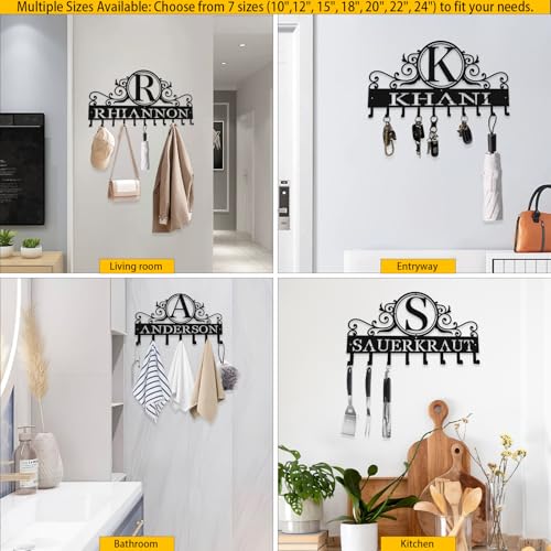 Custom Metal Key Rack Hooks, Personalized Key Holder for Wall,Name Background Letter Theme Wall Decoration Hooks, Key Hanger Organizer for Living Room, Entryway, Bathroom, Kitchen Decor - color: Name Background Letter