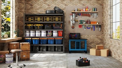 62" W x 24" D x 72" H Garage Shelving Heavy Duty Metal Shelving 3500LBS Storage Shelves Adjustable Metal Shelves for Storage Industrial Garage Shelves for Warehouse Basement (5T 72*62*24) - size: 5T 72*62*24