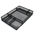 Desk Drawer Organizer Tray with Adjustable Compartments, 6 Grid Metal Mesh Drawer, Multi-use Desk Organizer Storage Box Set for Office,Home,School Supplies, 12.6X9X1.9 inch
