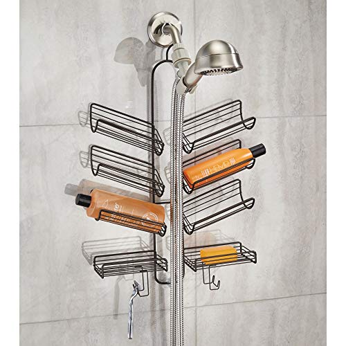 iDesign Verona Metal Hanging Bathroom Caddy for Handheld Shower Hose, Extra Space for Shampoo, Conditioner, Soap, Razors, Loofahs, Towels, 25" x 14" x 4", Bronze - color: Bronze