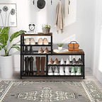 Shoe Rack Bench Shoe Storage Organizer with Seat, 5-Tier Industrial Free Standing Shoe Rack for Entryway, Narrow Shoe Rack Organizer Shelves for High Heels, Entryways, Hallways, Closets,Brown - size: 5 Tier-brown