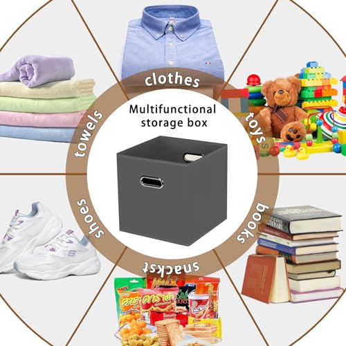 STOREONE Fabric Storage Bins Cubes Baskets Containers-(11X11X11) with Dual Handles for Shelf Closet, Nursery Home ， Bedroom Organizers, Foldable Set of 1 (grey) - color: Grey, size: 1 pack