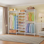 VIPEK S3 Freestanding Clothes Rack Heavy Duty Garment Rack 6-Tier Shoe Racks Closet Storage Organizer Large Wardrobe, Hanging Rod, Adjustable Metal Shelf, 68.9" L x 15.7" W x 76.4" H, White - color: White, style: S3