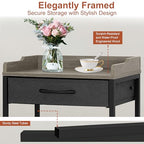 Tall Side Table with Drawer and Shelves, Narrow End Table with Optional Wheels, 4-Tier Small Side Table, 30" High for Living Room, Bedroom, Bathroom, Black & Grey - color: Black With Grey
