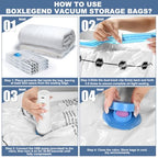 BoxLegend Vacuum Storage Bags with Electric Pump 26 Combo (3X-Jumbo, 5 Jumbo, 5 Large, 8 Medium, 5 Small) Thickened Vacuum Seal Bags for Clothing Space Saving for Coat Quilt Blanket Pillow Comforters - size: 26 PACK-Electric Pump