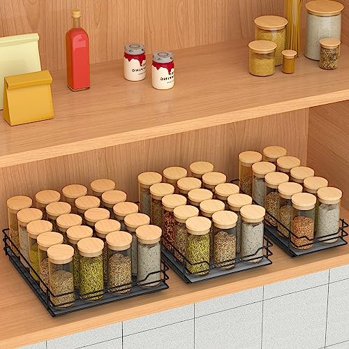 BOIVSHI Pull Out Spice Rack Organizer for Cabinet, Heavy Duty Slide Out Spice Rack Organizer for Kitchen Cabinets and Pantry, Fits Spices, Sauces, Canned Food (8.5''Wx10.5''Dx2.5''H) - size: 1 Tier,8.5''Wx10.5''Dx2.5''Hspices rack,
