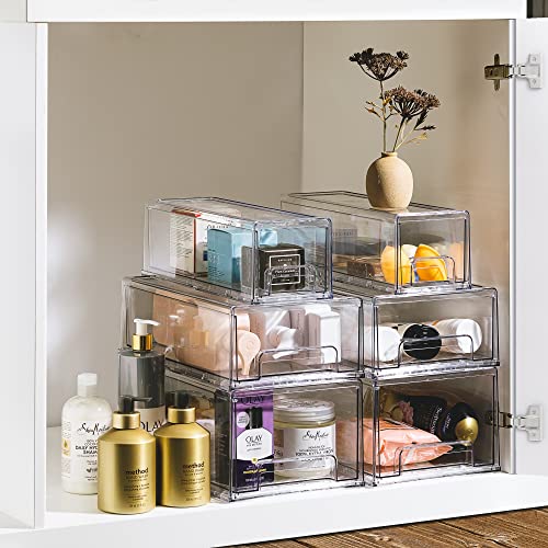Sorbus Large Clear Storage Drawers (2 Pack) – Stackable Pull-Out Storage Bins with Handles, Slide Out Organizer Drawers for Pantry, Fridge, Kitchen – Stackable Acrylic Storage Bins - size: 2 Pack