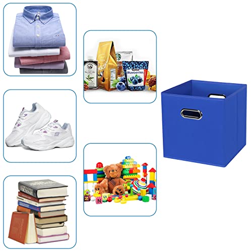 Black Fabric Cubby Storage Bins,13x13x13 Inches ,Cube Organizer Bin Foldable Storage Boxes with Dual Handles Fabric Organizer Box and collapsible Storage basket,Set of 3 ,Dark Blue - color: Dark Blue, size: 3 Pack