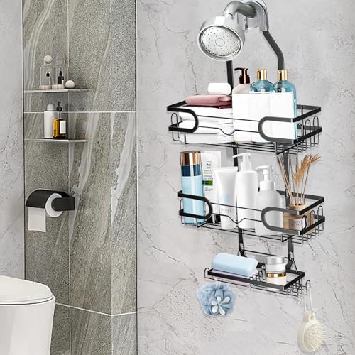 Shower Caddy Hanging, Shower Caddy Hanging Bathroom Shower Organizer, Long Bathroom Shower Organizer Hanger Rack with Hooks,Soap Holder - size: Bathroom Organizer 1