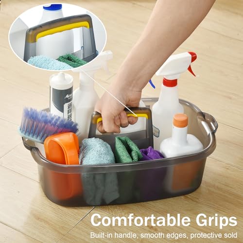 ALINK Plastic Cleaning Storage Caddy with Handle, Large Shower Caddy Basket Organizer for Dorm, Bathroom, Tool, Garden, Kitchen, Cleaning Supplies - Transparent Gray - color: Transparent Gray