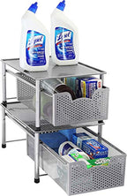 Simple Houseware Stackable Cabinet Basket Drawer Organizer, Silver - color: Silver, size: 1-Tier