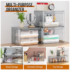 KEFA XL Shoe Storage Box Organizer, 6 Pack Shoe Boxes Clear Plastic Stackable, Sneaker Display Case Container Fit for US 13 (Side 6 PACK CLEAR) - color: 6 PACK CLEAR