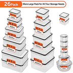 52 PCS Food Storage Container with Lid (26 Lids & 26 Containers) - Airtight Leakproof Plastic Kitchen Organization Set Reusable Microwave/Freezer/Dishwasher Safe Meal Prep Container with Label & Pen - color: 26 Pack（Large）