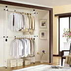 PRINCE HANGER Heavy Duty Adjustable Garment Rack – One Touch System for Easy Assembly, 352 LBS Load Capacity, Freestanding Metal Wardrobe Closet Rack Ivory (Width Adjustable, PHUS-0023) - color: Ivory