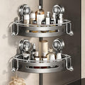 VOLPONE Corner Shower Caddy Suction Cup Shower Shelf Corner No Drilling Bathroom Shower Organizer Storage Rack Adhesive (2-Pack, Gray)