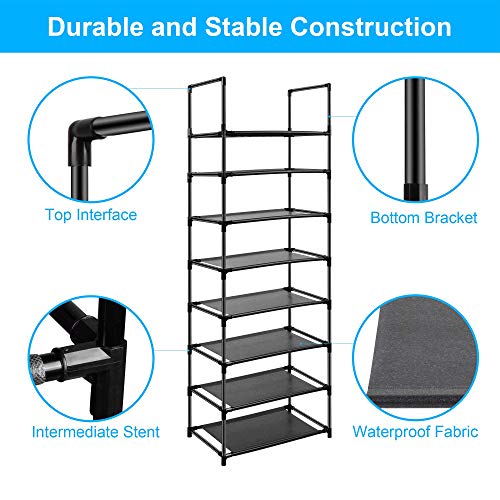 8 Tier Metal Sturdy Shoe Rack for Entryway/Closet, Stores 16-20 Pairs of Shoes, Multi-use Shelf Organizer for Space Saving Storage - size: 8 Tier