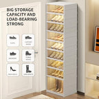 EHAMILY 9 Tier Foldable Shoe Rack Organizer for Closet 18-36Pairs Plastic Collapsible Shoe Racks Shelf Stackable Clear Folding Shoes Storage boxes for Small Spaces Narrow Shoe Storage Cabinet - size: 9 Tiers 18 Pairs