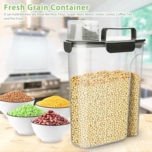 Viretec Rice Storage Container, 5 to 10lb Dry Food Airtight Dispenser, Pet Dog Cat Food Canister, BPA Free Clear Plastic Kitchen and Pantry Bin for Oatmeal, Cereal, Pasta, Flour Pack of 2 Grey - color: 3L+6L/Grey