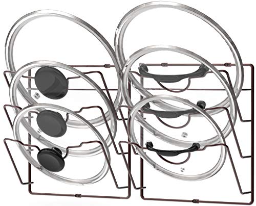 Simple Houseware Cabinet Door/Wall Mount Pot Lid Organizer Rack, Bronze - 2 Pack - color: Bronze