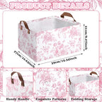 Boao 3 Pcs Pink Floral Foldable Storage Baskets Pink Hydrangea Laundry Basket with Handles Waterproof Storage Bins Fabric Shelf Baskets for Organizing Closet Clothes - style: Pink Flowers