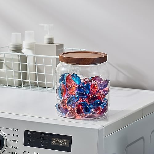 Sweejar Glass Jars for Laundry Room Organization, Half-Gallon Laundry Pods Container, Glass Food Storage Jars with Airtight Lid, 2 Pack, Press Lid