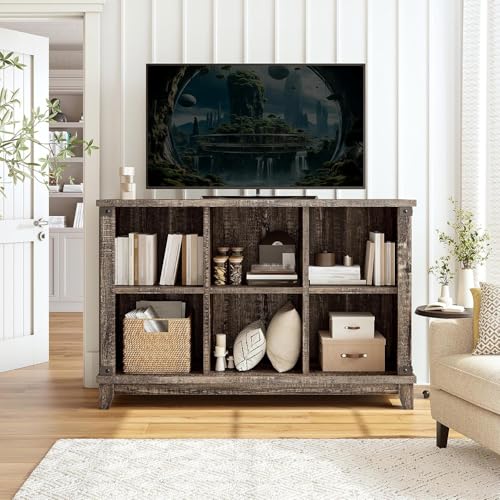 EnHomee 6 Cube Storage Organizer Bookshelf, Wood Cube Shelf Bookcase with Storage, Bookshelf for Living Room and Bedroom,Black Oak - color: Black Oak, size: 6 cube