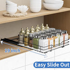 BOIVSHI Pull Out Spice Rack, Slide Out Spice Rack for Cabinet, Spice Organizer for Kitchen and Pantry, Fits Spices, Sauces, Canned Food (10.5''Wx10.5''Dx2.5''H) - size: 1 Tier,10.5''Wx10.5''Dx2.5''H