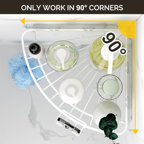 Orimade Corner Shower Caddy Stainless Steel with Hooks Wall Mounted Bathroom Shelf Storage Organizer Adhesive No Drilling 3 Pack, White Only for 90-Degree Corner - color: White