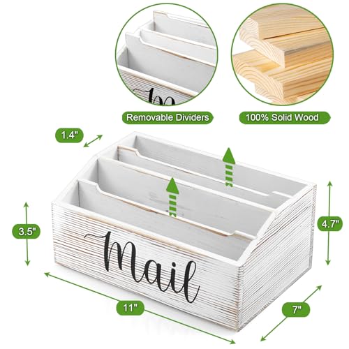 DRASTAR Mail Organizer Countertop, Mail Holder with 4 Slots, Mail Sorter Organizer for Desk, Envelope Holder for Home Office, Retro White - color: Retro White, size: 4 Slots