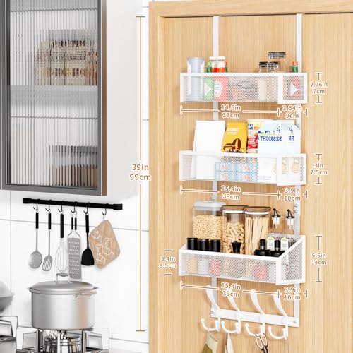 Kaiferty Over The Door Hooks Organizer, Coat Rack Over The Door Storage Hanger Towel Rack, Back of Door Storage Organizer for Bathroom,Bedroom,Kitchen,Office (White, 4-Tier) - color: White, size: 4-Tier