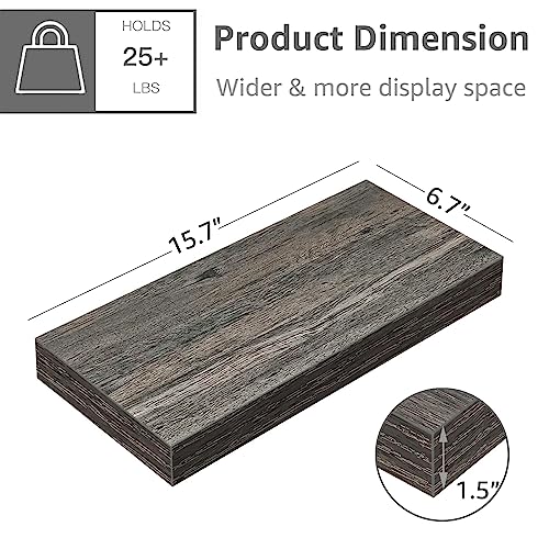 QEEIG Floating Shelves for Wall Bathroom Shelf Bedroom Kitchen Living Room Hanging Book Shelves Small Farmhouse Decor 16 inch Set of 3, Grey (015-GY3) - color: D. Grey, size: 3pcs