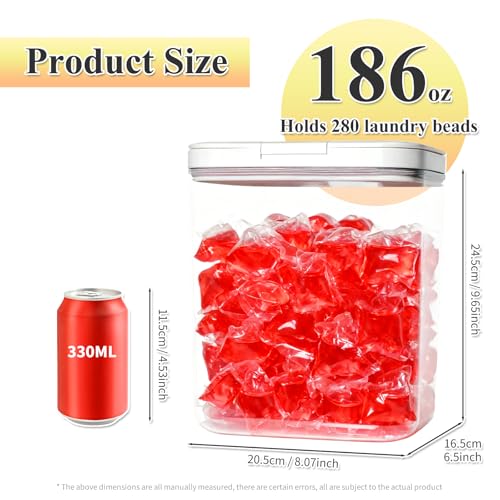 Gute Laundry Pod Holder with Lid - 186oz Sealed Automatic Pop-Up Dispenser, Laundry & Dishwasher Pods for Laundry Room Organization-5.5L - color: 5.5L