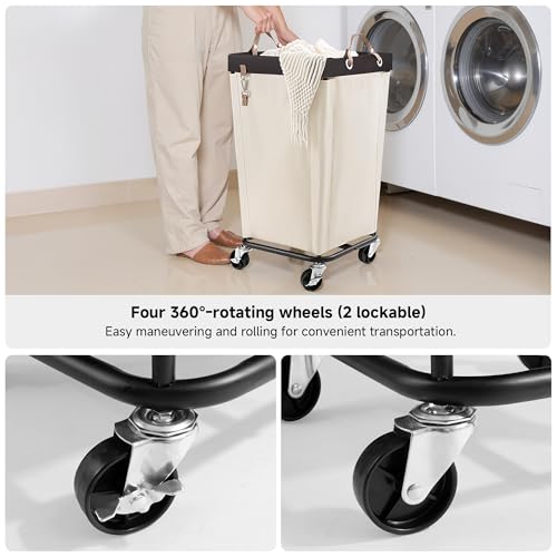 StorageWorks 110L Laundry Basket with Wheels, Large Rolling Hampers for Clothing Organizer, Dirty Clothes Basket for Hotel, Home, Closet, Dorm, Beige - color: Beige, size: 110L