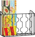 Simple Houseware Wall Door Mount Kitchen Wrap Organizer Rack, Black - color: Black