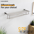 KOKOSIRI Bath Towel Rail Bathroom Towel Rack Towel Holder 24 Inch Towel Shelf with Double Towel Bars Wall Mounted SUS 304 Stainless Steel, Polished Chrome, B6005CH-L24 - color: Polished Chrome, size: 24 Inch