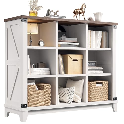 EnHomee 9 Cube Storage Organizer and Shelf, Cube Shelf with Storage,White Bookshelf for Bedroom and Home Office - color: White, size: 9 cube