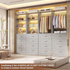 Aheaplus Closet Drawers System, 21.3" Wood Closet Organizer System with 4 Drawers, Modular Walk-in Closets System Storage Unit, Small Closets Wardrobe Rack, Tall Storage Cabinet Unit, Grey1 - color: Grey