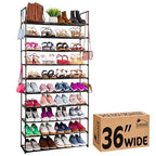 Sundaze Shoe Rack - 10 Tier Metal Shoe Rack for Front Door Entrance, Sturdy Tall Shoe Organizer for Closet, Bedroom, Entryway, Garage, Black Metal Shoe Shelf, Holds Up to 50 Pairs