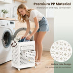 Giantex 75L Collapsible Laundry Baskets with Wheels, Foldable Laundry Basket with Wheels, Handles & Underwear Basket, Large Plastic Laundry Hamper for Bathroom, Bedroom, Dorm
