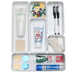 RAUVOLFIA Plastic Drawer Organizers Set, 3-Size Versatile Bathroom and Vanity Drawer Organizer Trays, Storage Bins for Makeup, Bedroom, Kitchen Gadgets Utensils and Office - size: S+M+L
