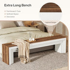 Tribesigns 71" Extra Long Entryway Bench, Modern Farmhouse Shoe Bench Wooden Indoor Seating with Layered Design for Hallway, End of Bed, Living Room, Sofa Back, Dining Room, Rustic Brown & White - color: Rustic Brown & White