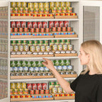 Expandable Can Rack Organizer for Pantry, 3 Tier Wooden Can holder, Canned Goods Organizer Holds Up to 24 Cans Soda, Cannd Food Storage Display for Cabinet, Pantry, Kicthen Countertop