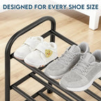 LOFTEY 3-Tier Expandable Shoe Rack, Adjustable Metal Shoe Organizer Shelf, Small Shoe Rack for Closet, Entryway, Front Door, 18"-30.5" Wide, Black