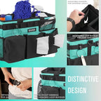 SCAVATA Wearable Cleaning Caddy Bag, Cleaning Caddy Supplies Organizer with Handle & Shoulder Straps for Housekeepers, Under Sink & Car Cleaning Tool Organizers with 4 Foldable Divider (Lake Blue) - color: Lake Blue